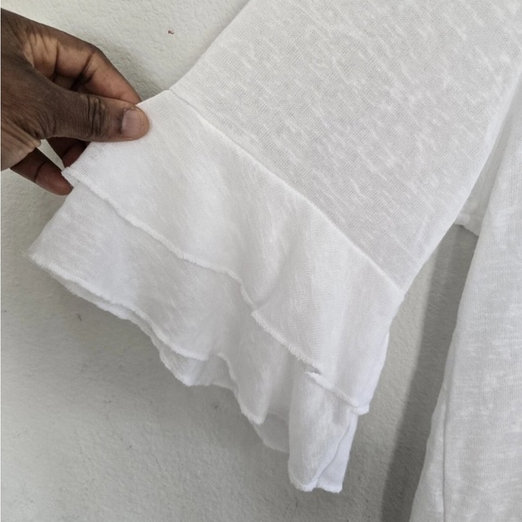 $88 JM Blouse Womens XL White Flutter 3/4 Sleeve Liquid Knit Angel Minimalist - Picture 6 of 12